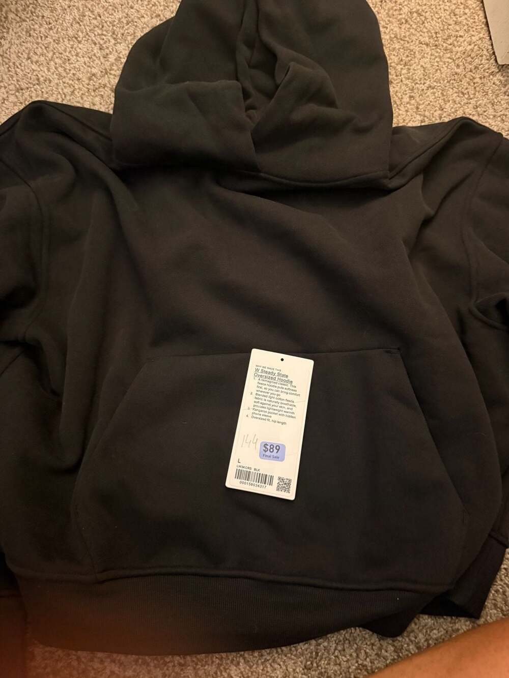 Lululemon Steady State Oversized Hoodie Size L Black